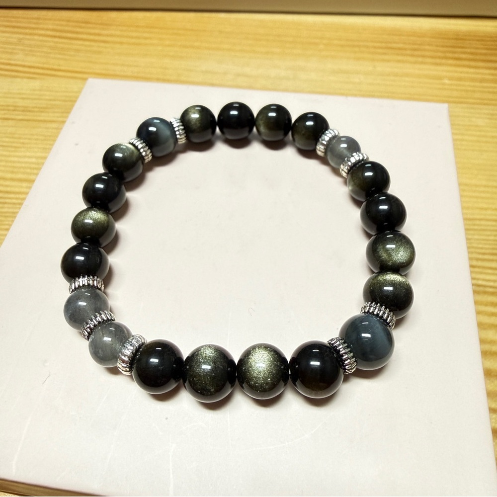 Golden Obsidian & Blue Tiger’s Eye Bracelet